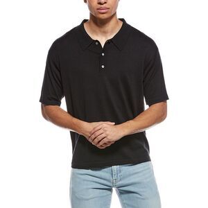 Frame Denim Mens Frame Silk-Blend Polo Sweater, Black